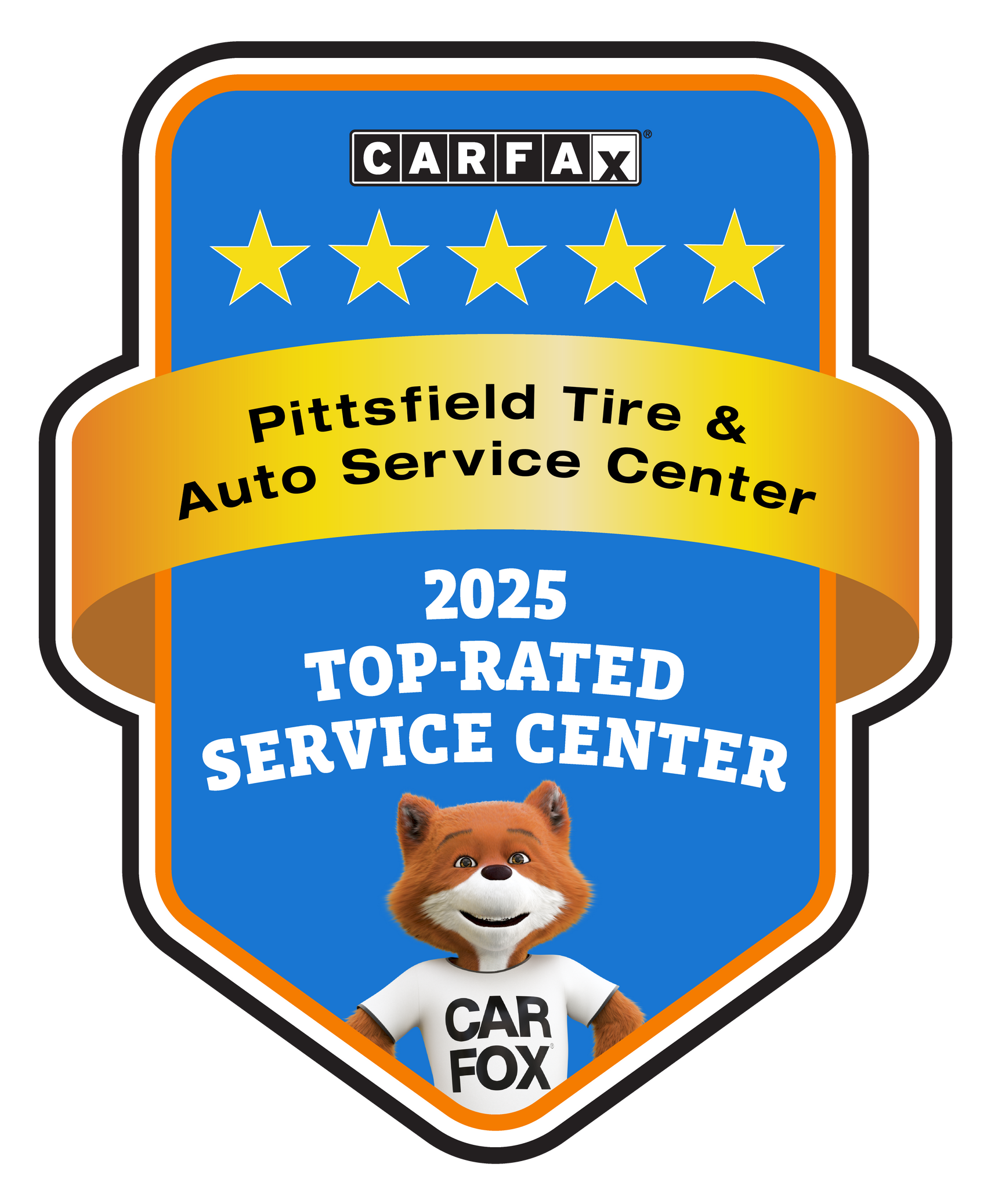 CARFAX award badge for Pottstown Tire & Auto Service Center, 2025 Top-Rated Service Center