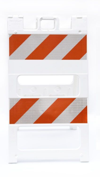 A white plastic barrier