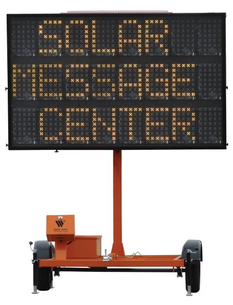 A sign that says solar message center on it