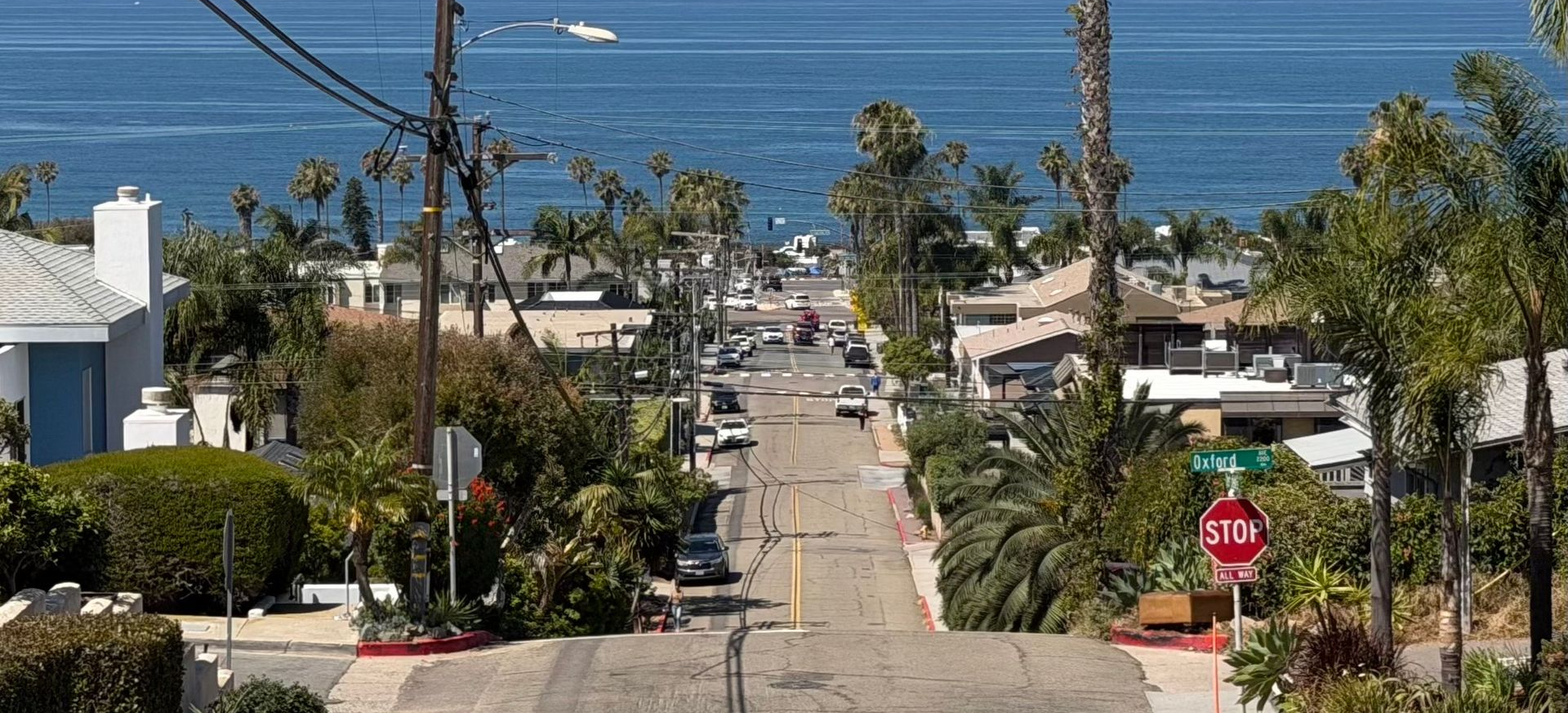 Encinitas plumber near me service area in Cardiff by the Sea view from Chesterfield Drive toward the Pacific Ocean