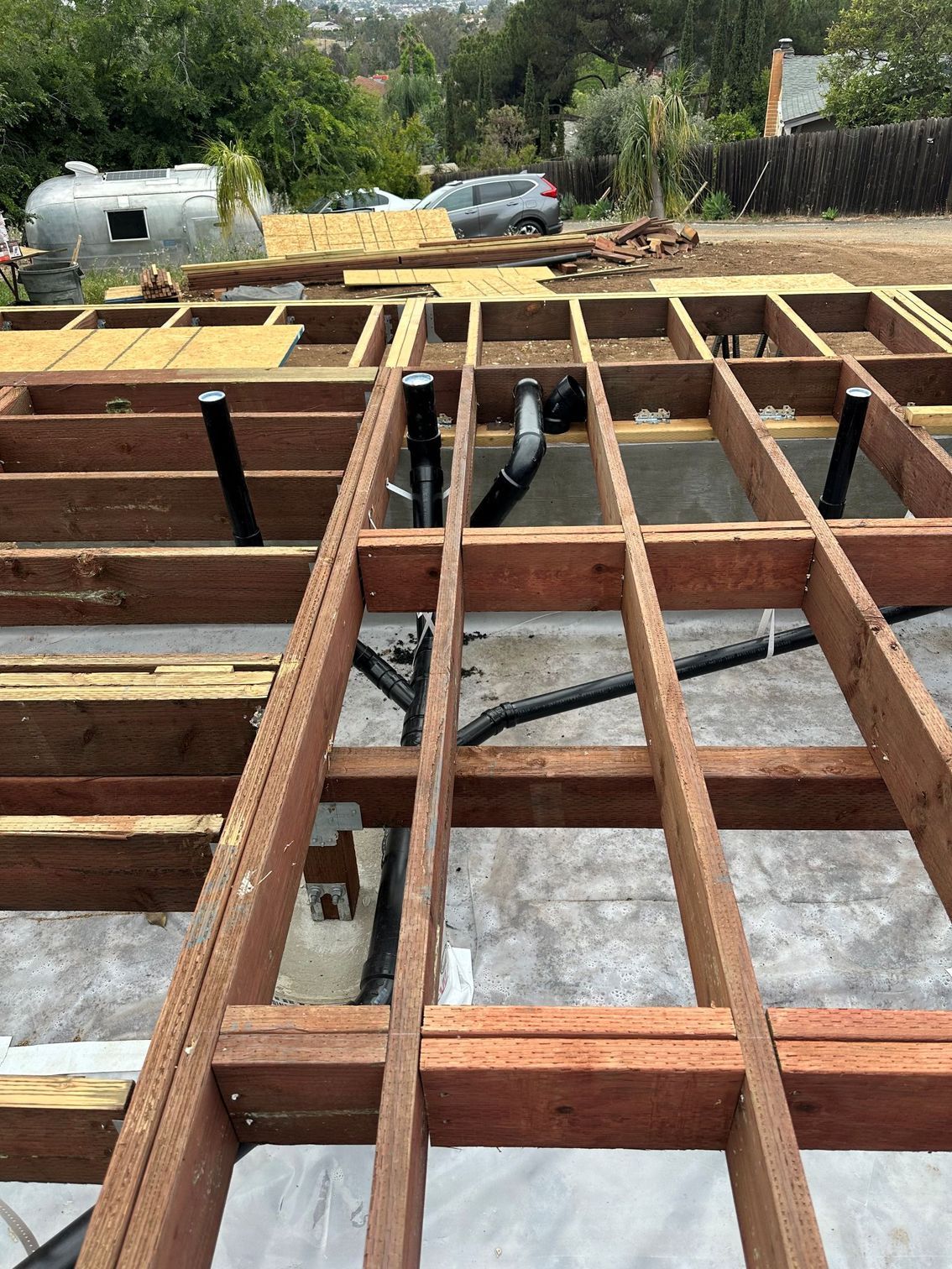 Rough plumbing sewer system installed for a new master bathroom addition by Encinitas Plumbing in Vista, CA.