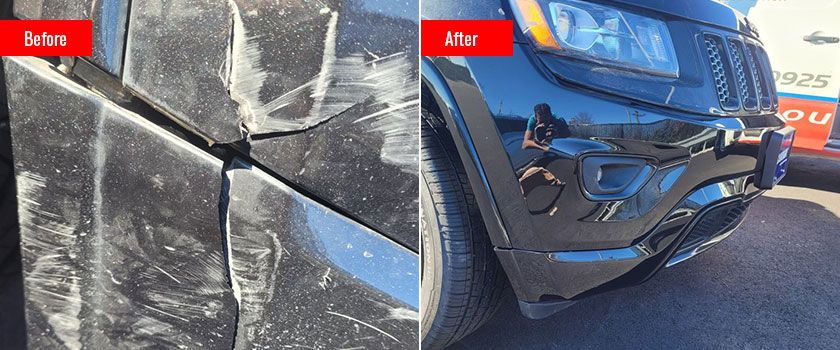 a before and after photo of a car