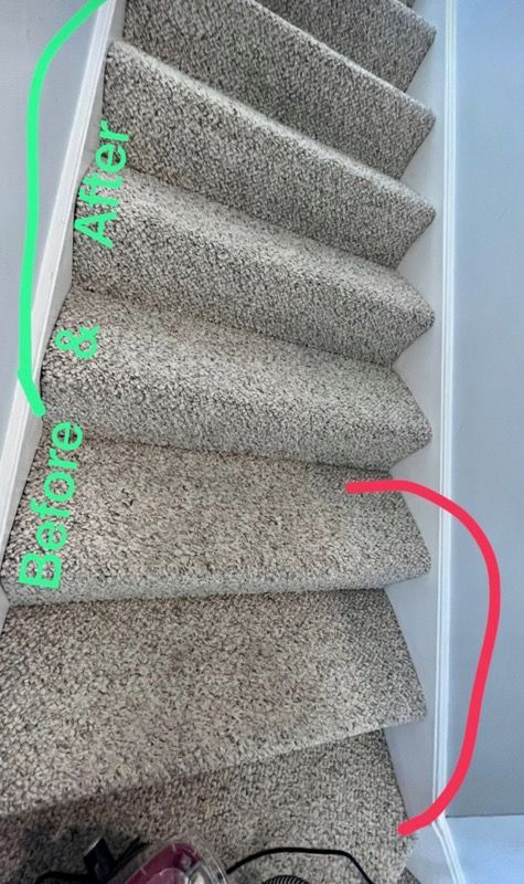 Before and after clean of stair carpet