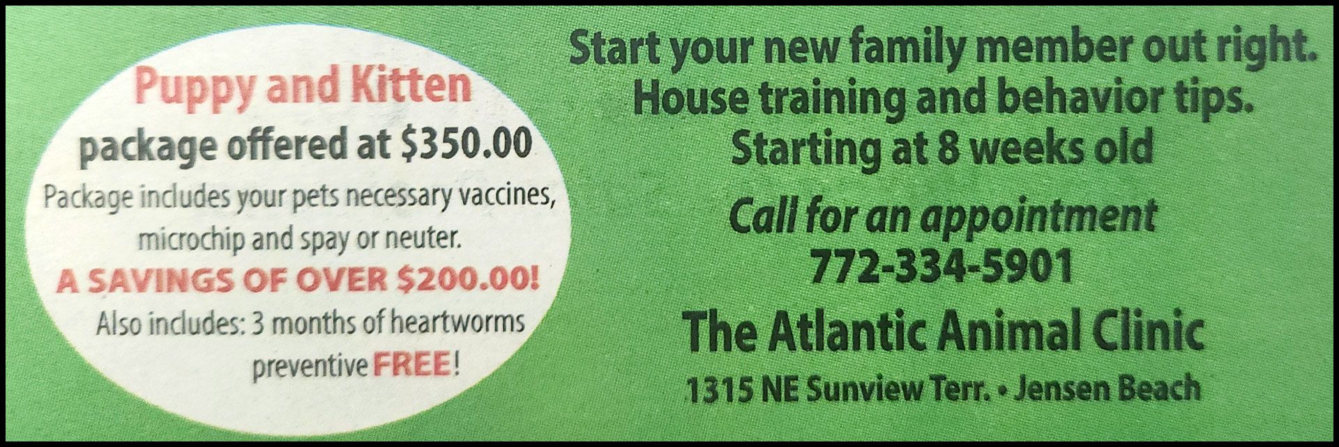 Atlantic Animal Clinic - pet house training