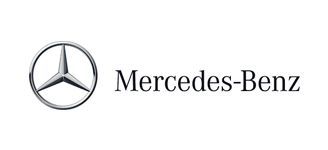 Mercedes-Benz logo with silver three-pointed star and black wordmark on white background.