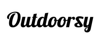 Black cursive logo reading “Outdoorsy” on a white background.