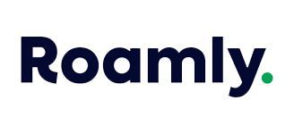 Roamly logo in dark blue with a green dot on a white background.