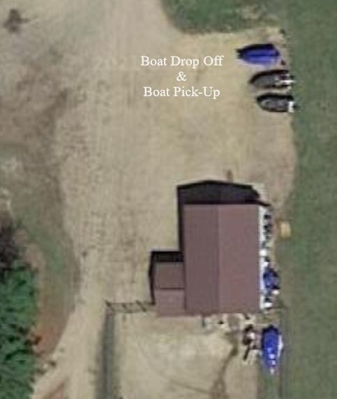 Aerial view of the boat drop off and pick up area at Anchor Marine boat repair shop in Menomonie Wisconsin serving customers from Eau Claire and the Chippewa Valley