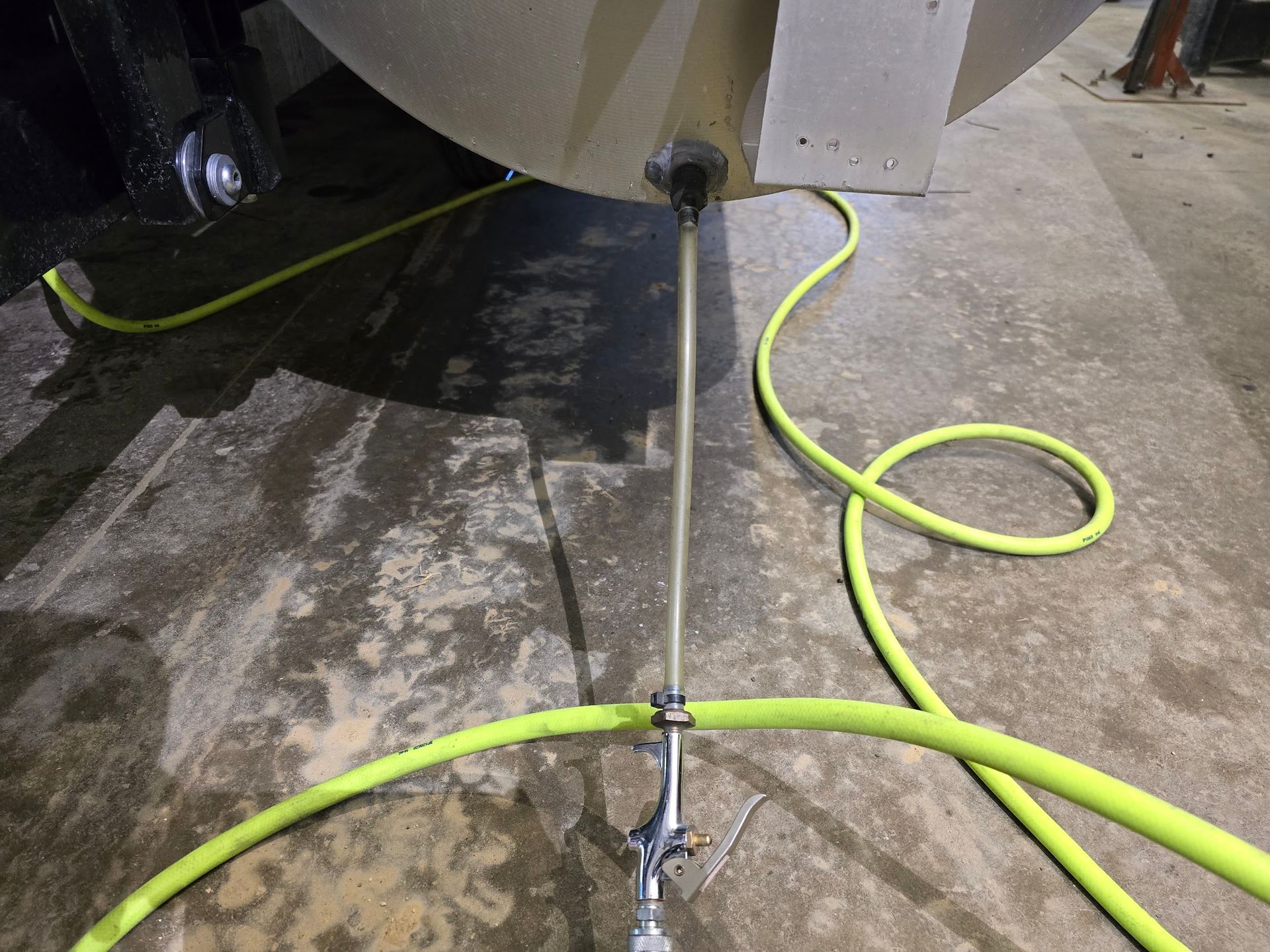 Pontoon tube pressure test for leak detection and repair in Menomonie WI near Lake Tainter Lake Menomin and Eau Claire by Anchor Marine