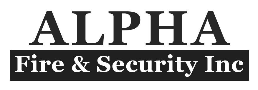 ALPHA Fire & Security Inc. logo in black and white