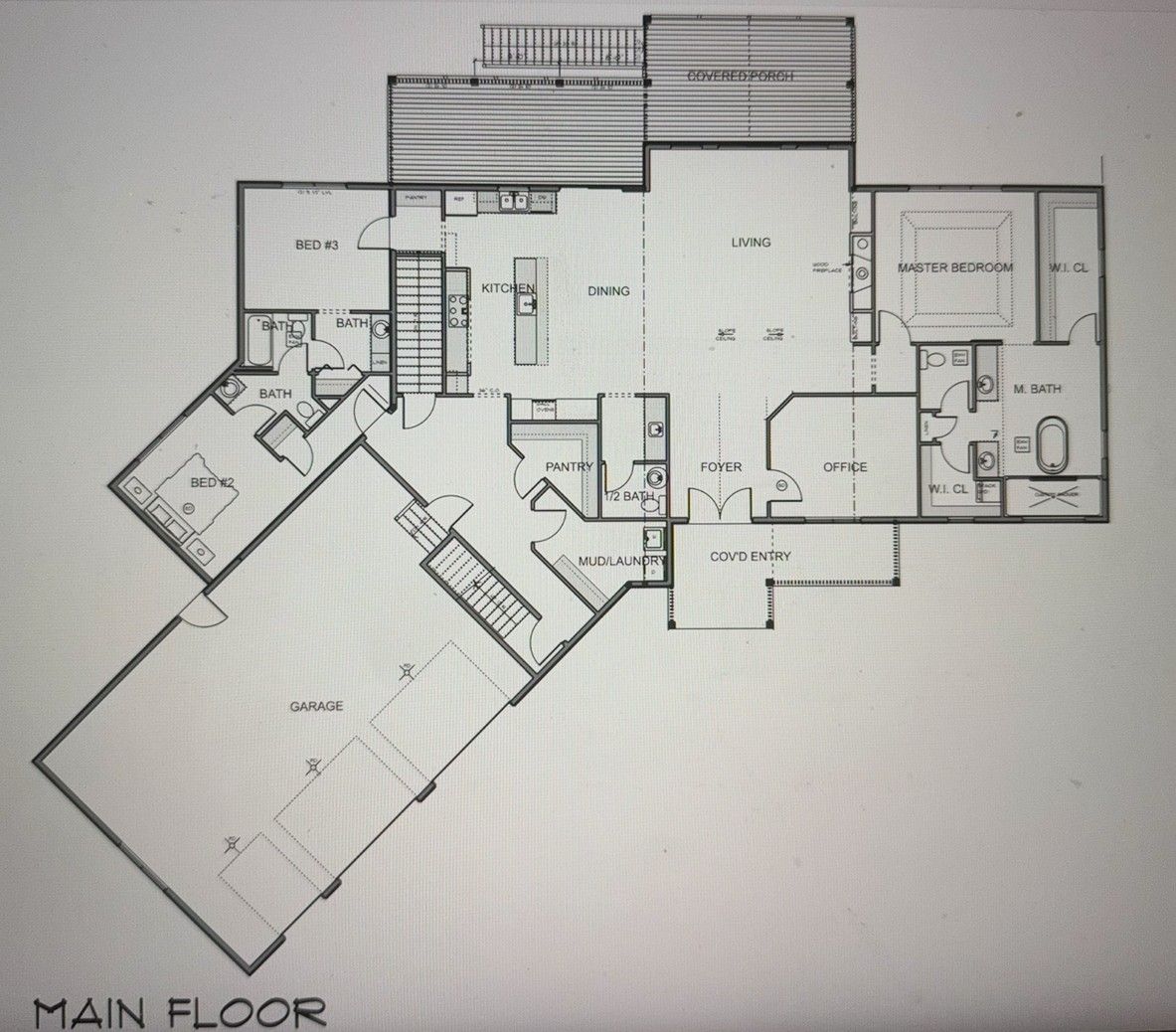Floor plan of a house, labeled 