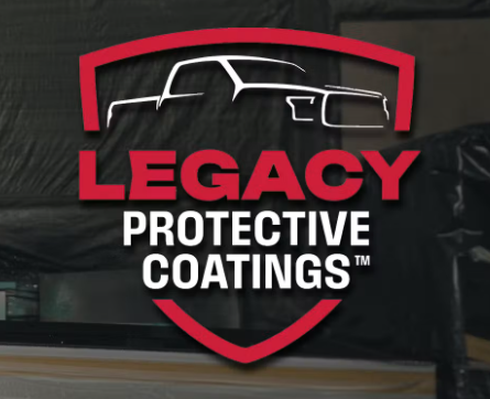 Legacy Protective Coatings logo in red and white with a car outline on a dark background