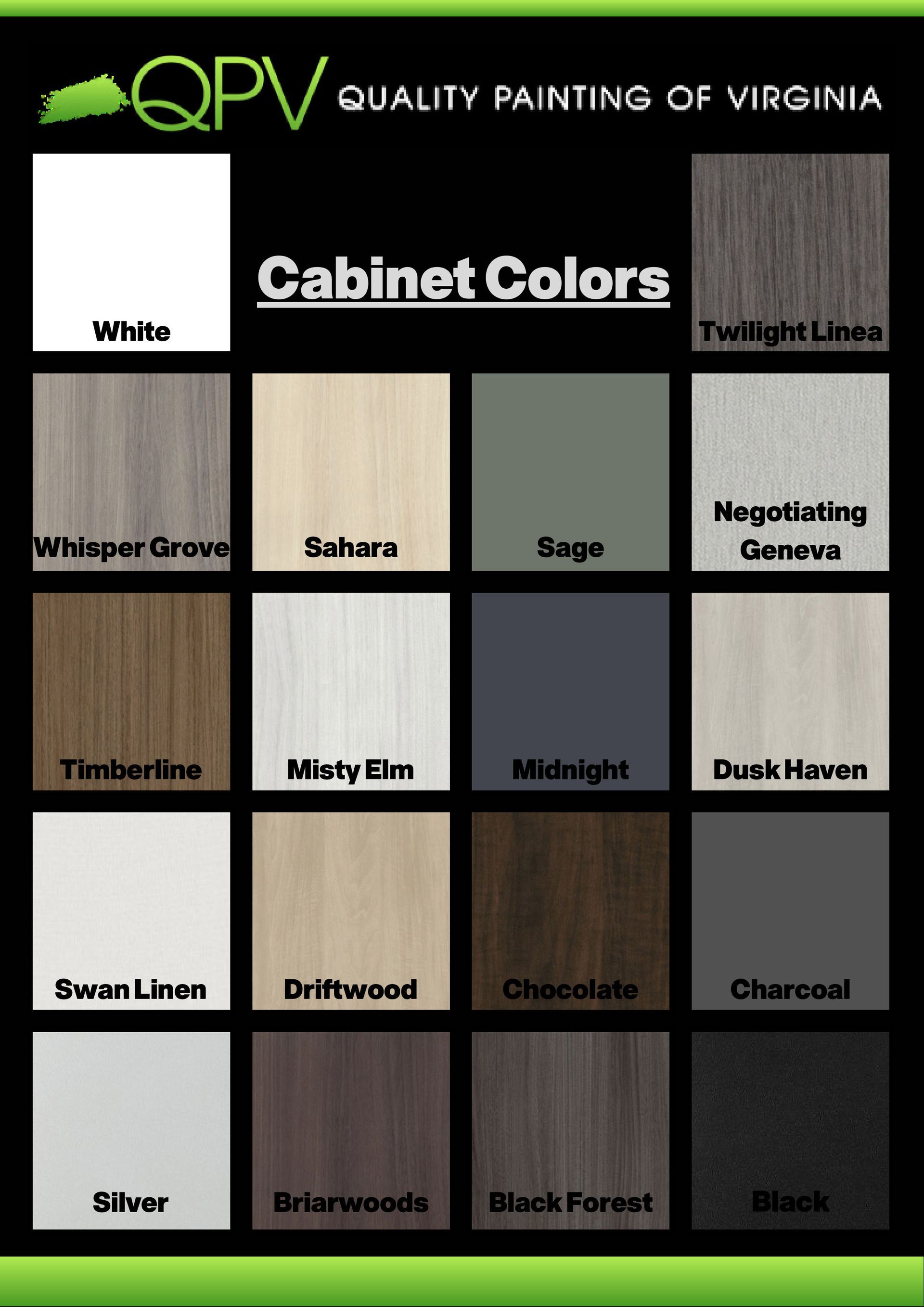 A poster for quality painting of virginia cabinet colors