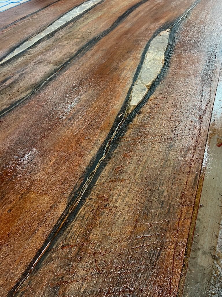 A concrete overlay applied to the floor