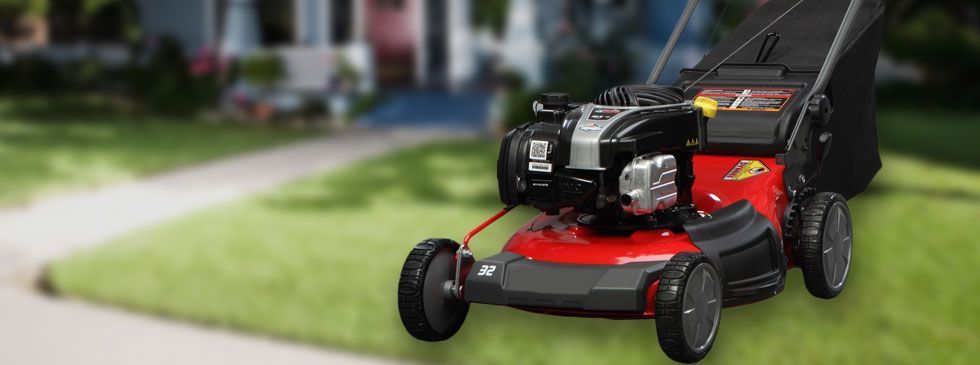 Red lawn mower