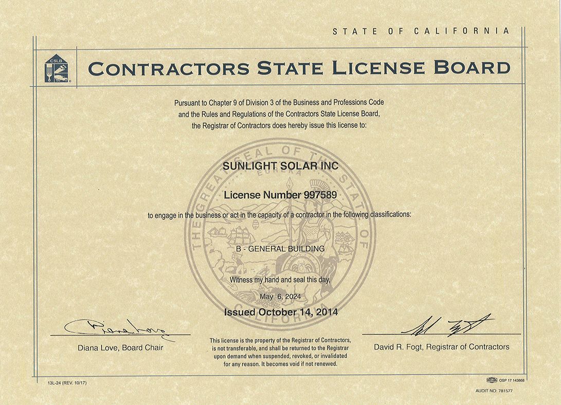 State license board certificate on beige paper with official seal and signatures.