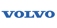 The Volvo brand logo in blue letters on a white background.