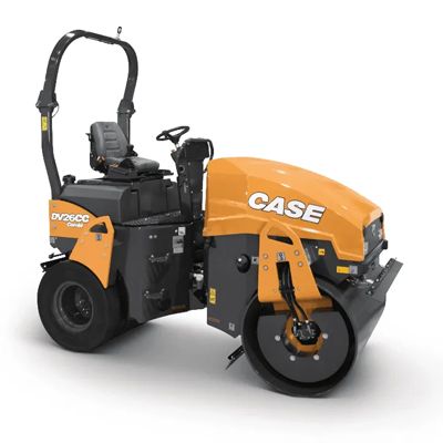 Orange CASE construction roller with black frame on a white background