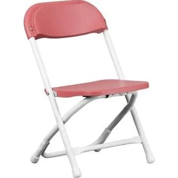 Pink-and-white folding chair on a white background