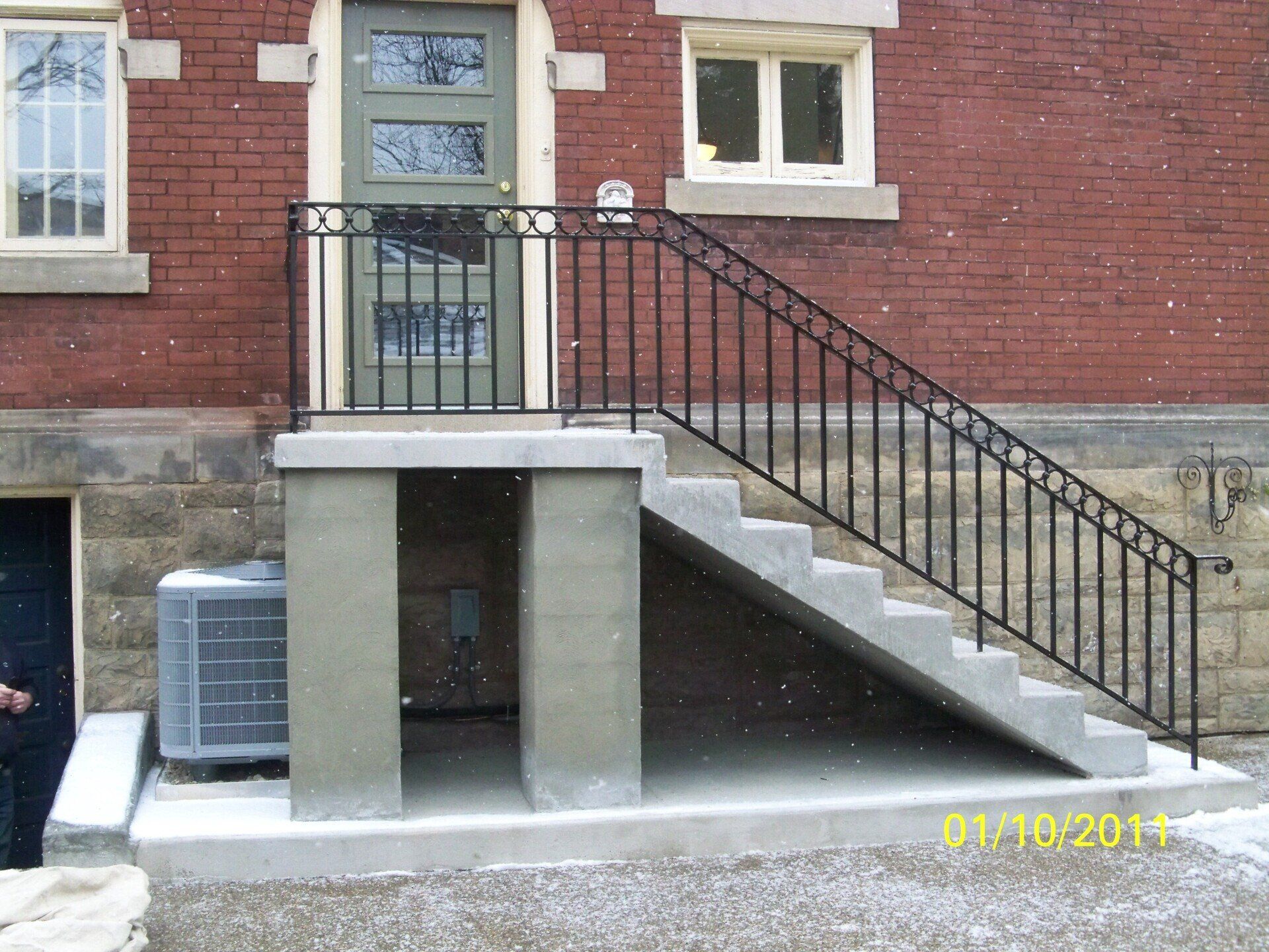 Staircases with iron railings