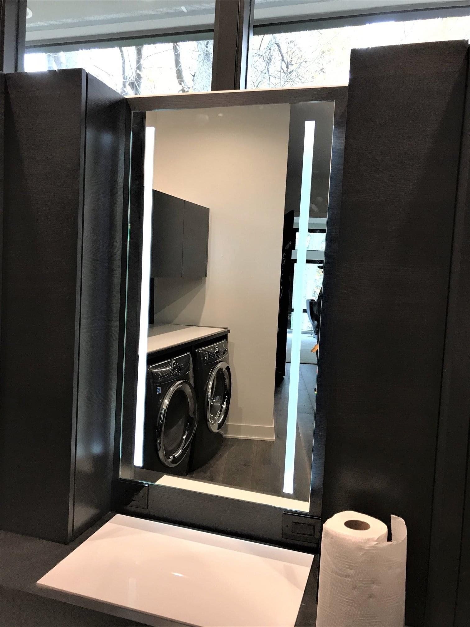 Laundry room with a glass door