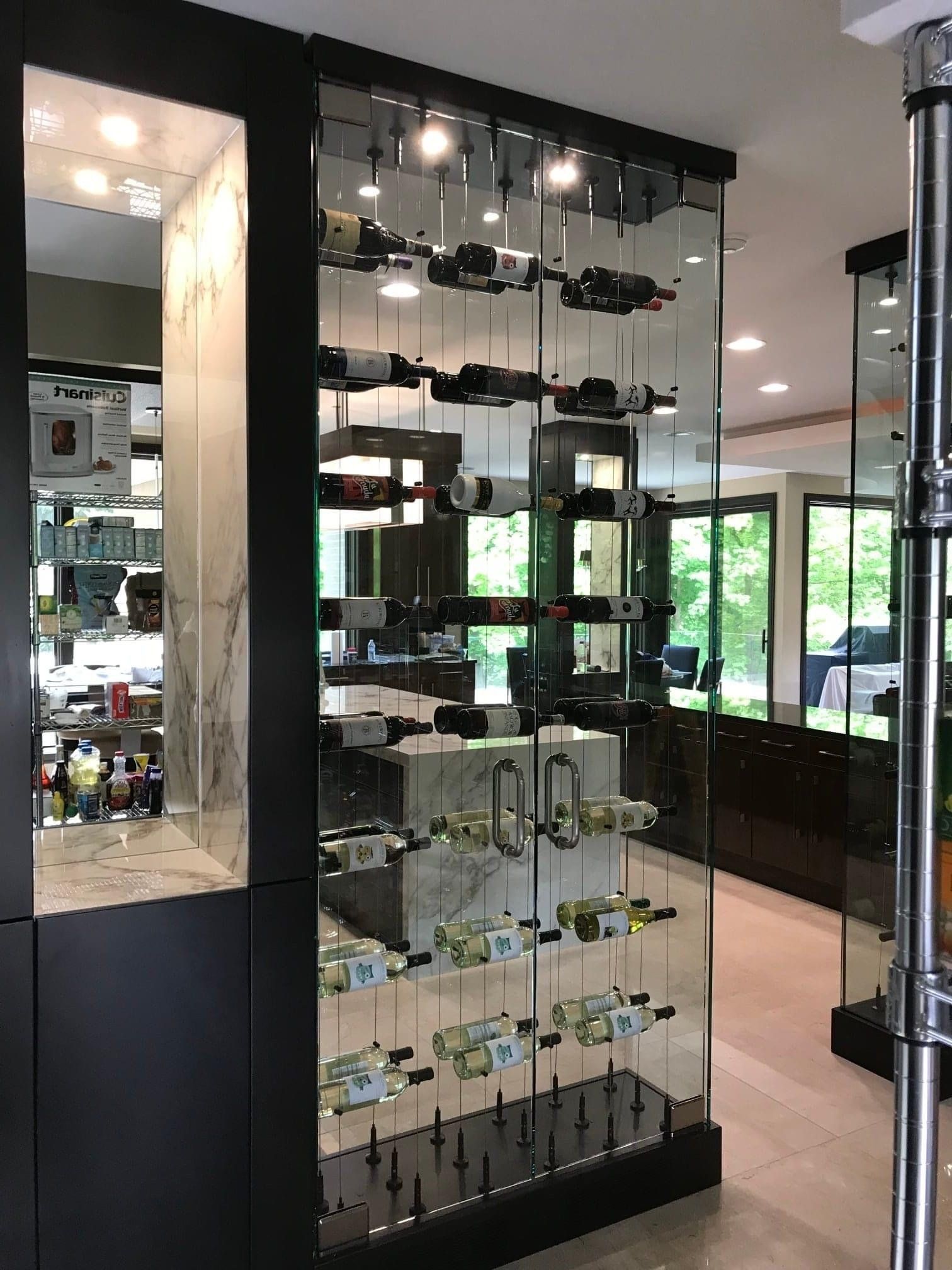 Glass enclosed wine cellar