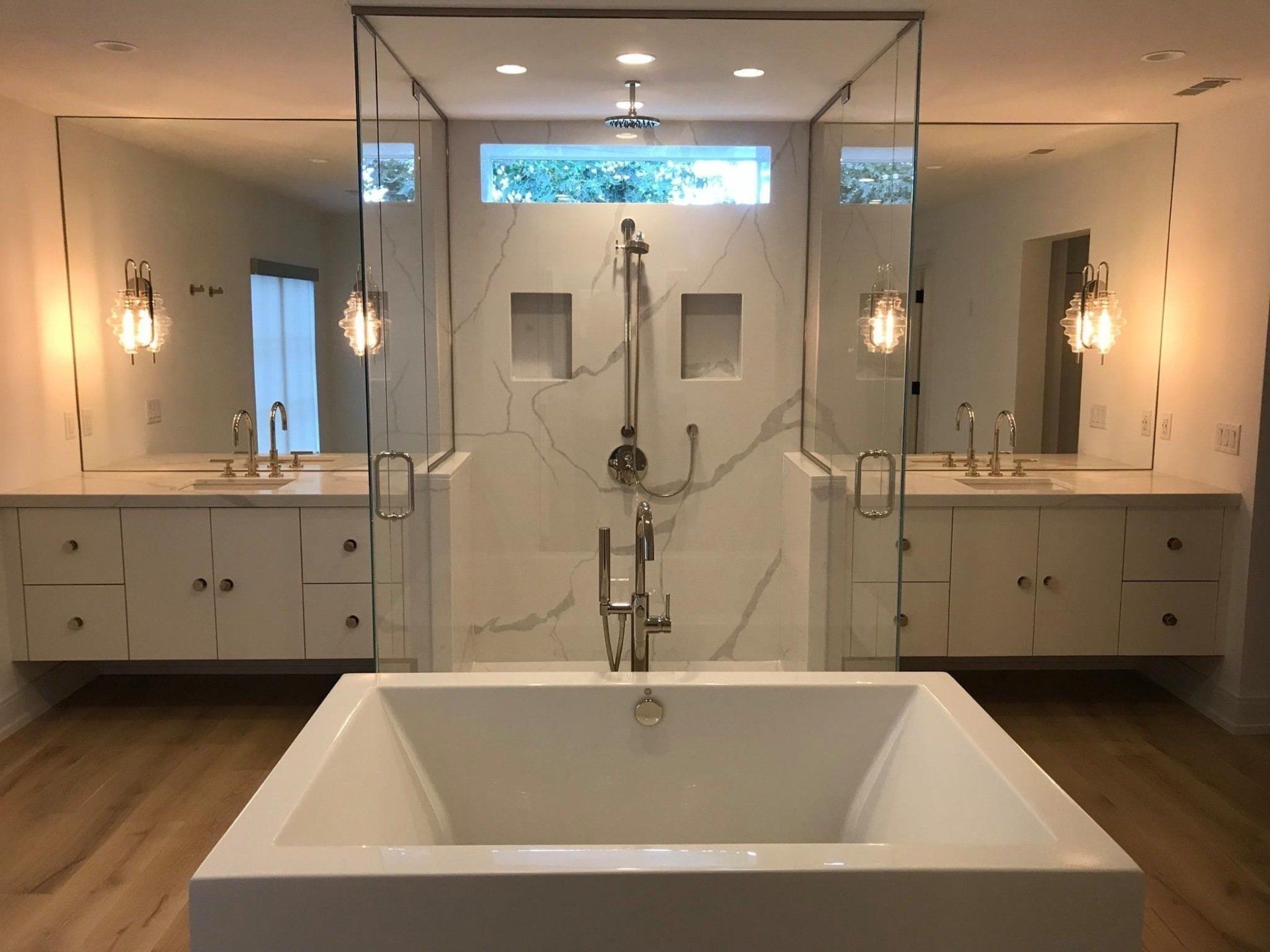 Modern bathroom with a beautiful glass enclosed shower