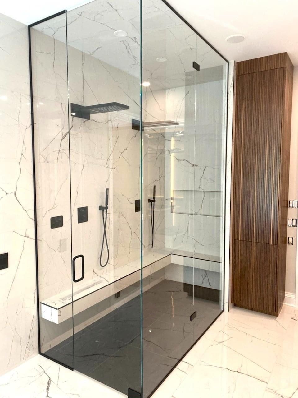 Modern bathroom with a beautiful glass enclosed shower