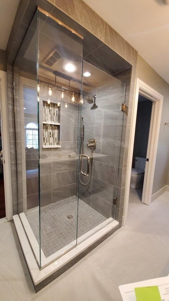 Bathroom with a glass enclosed shower
