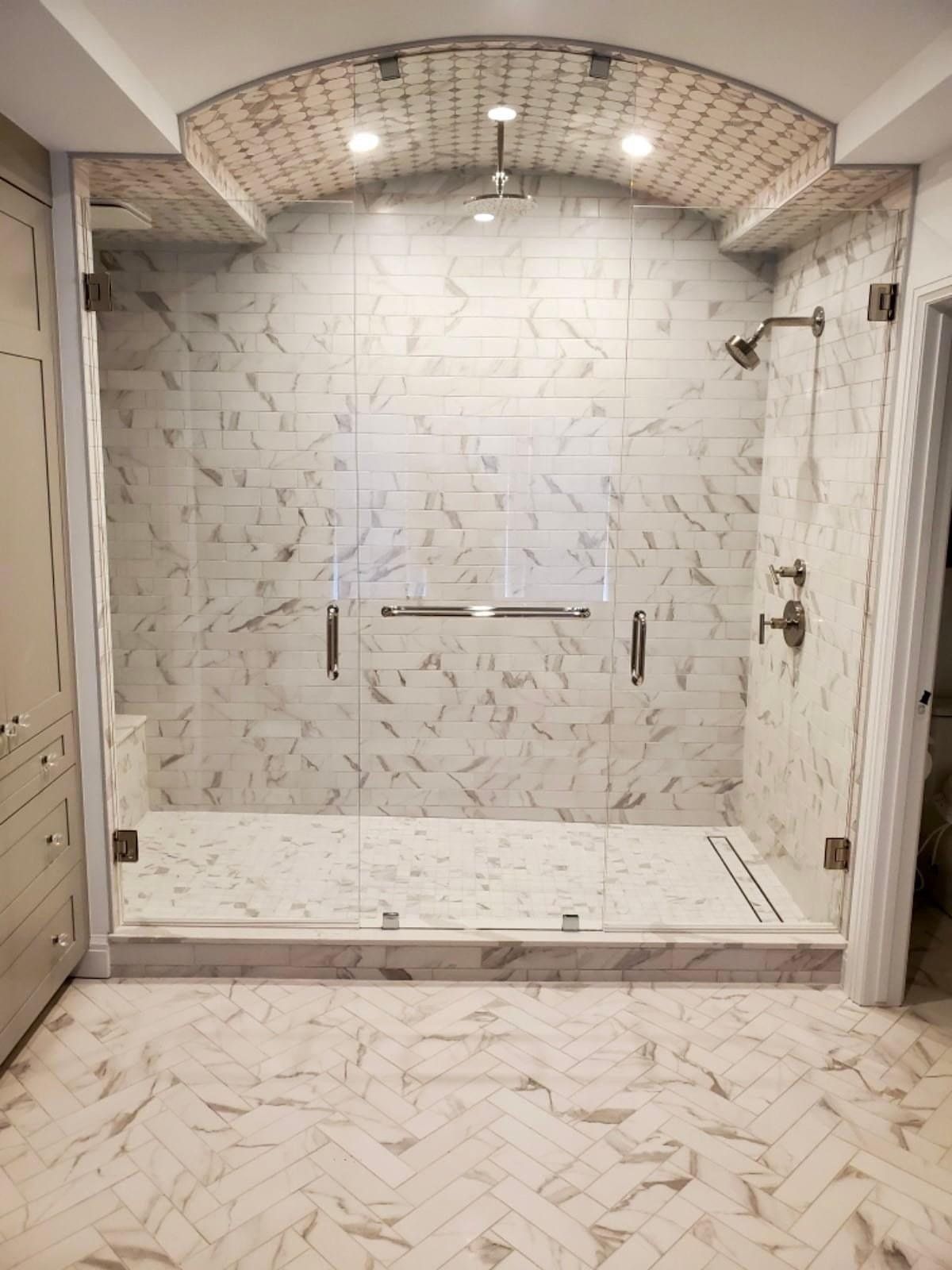 Shower with glass door
