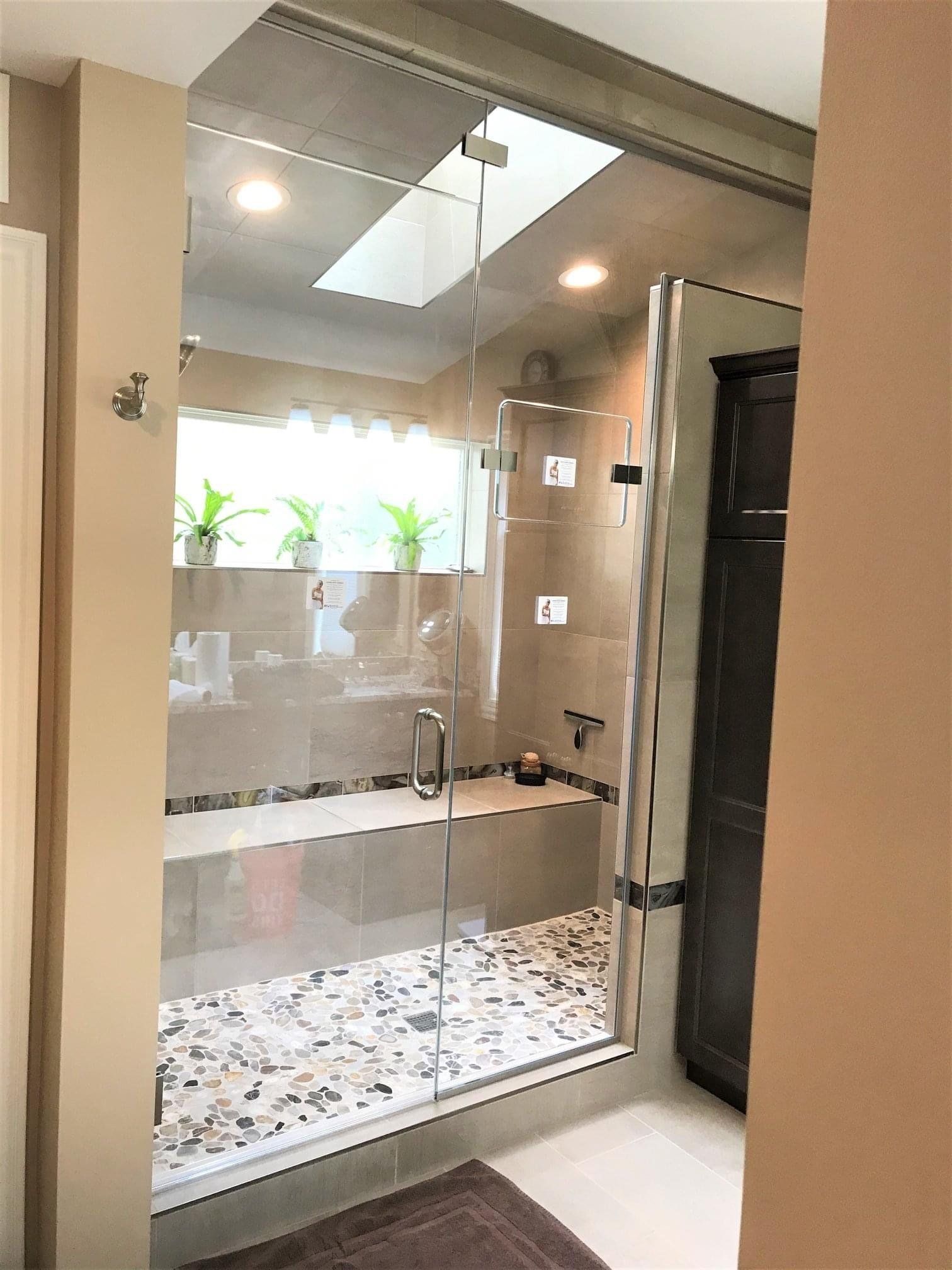 Bathroom with glass shower door