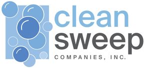 Logo with the text "CLEAN SWEEP" in teal and "PROPERTY SERVICE" 