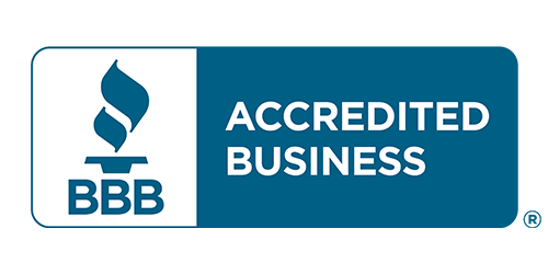 BBB accredited business badge with blue and white logo and text