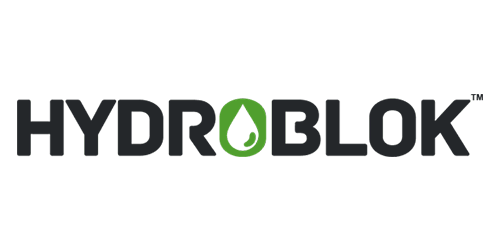 HYDROBLOK logo in black with a green water droplet icon replacing the O