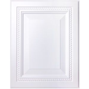 White decorative wall panel with a raised rectangular frame pattern