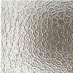 Frosted glass with a textured, wavy pattern in pale gray and white