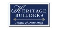 Heritage Builders logo on navy background with white script and “Homes of Distinction” tagline