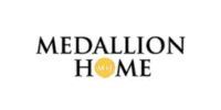 Medallion Home logo with black text and a gold circular emblem inside the word Home