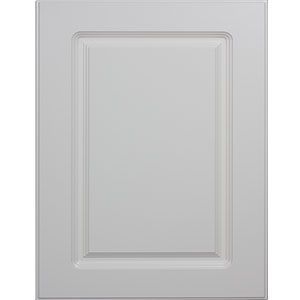 Light gray cabinet door with raised rectangular panel