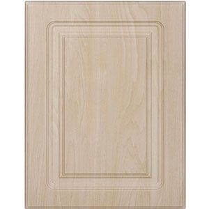 Light wood cabinet door panel with a recessed rectangular design