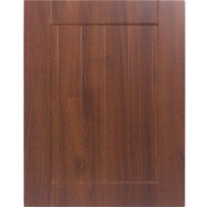 Brown wooden cabinet door with recessed panel design