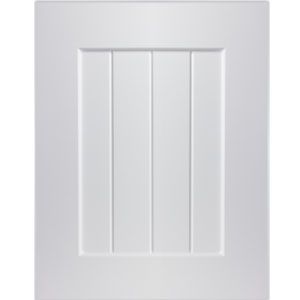White recessed wall plate with four vertical grooves and a beveled border