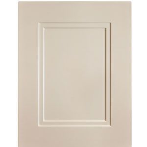 Beige raised-panel cabinet door front with a simple rectangular inset design