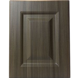 Bronze brushed-metal cabinet door panel with recessed rectangular design