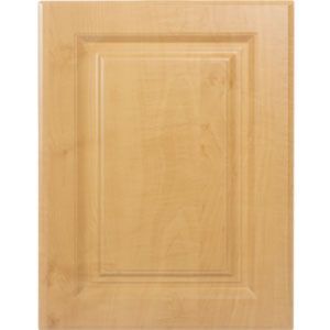 Light wood cabinet door with a recessed rectangular panel on a white background