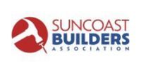 Suncoast Builders Association logo with red circular emblem and blue text
