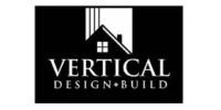 Vertical Design+Build logo on a black background with a stylized white house icon.