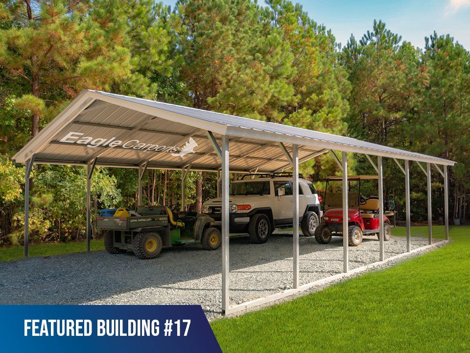 2 Car Carport Grey-Fly-Open Glf-Cart Gator-FJ5