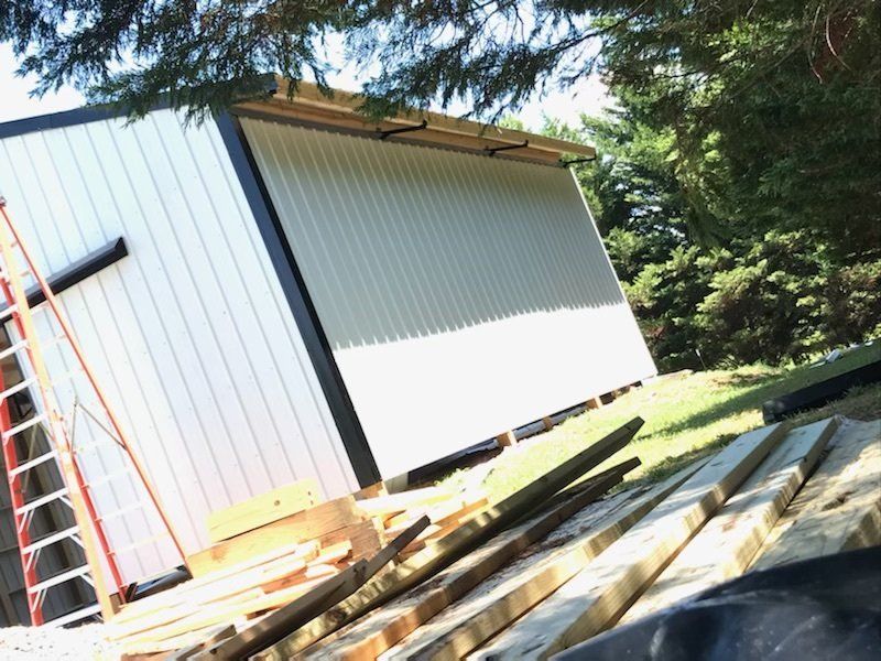 white metal building