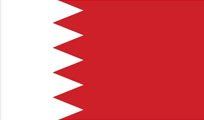 Flag of Bahrain: Red field with a white vertical stripe on the hoist side, separated by five white triangles.